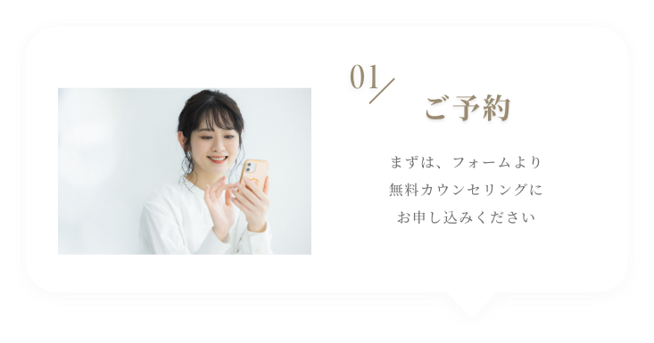 01 導入 当日はご来院からお帰りまで2時間半~3時間を想定しております。お時間が前後する場合がございますので時間に余裕をもってご予約下さい。