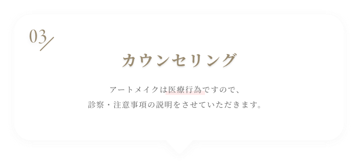 03 ご来院 ご来院の日程が決まりましたら、お約束のお時間に当医院にお越しください。
