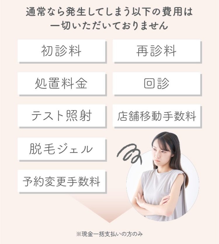 通常なら発生してしまう以下の費用は一切いただいておりません ※現金一括支払いの方のみ